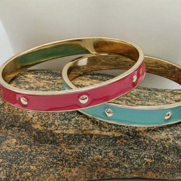 Goldtone Enamel Bangle Bracelets Bundle Set - Picture 1 of 5